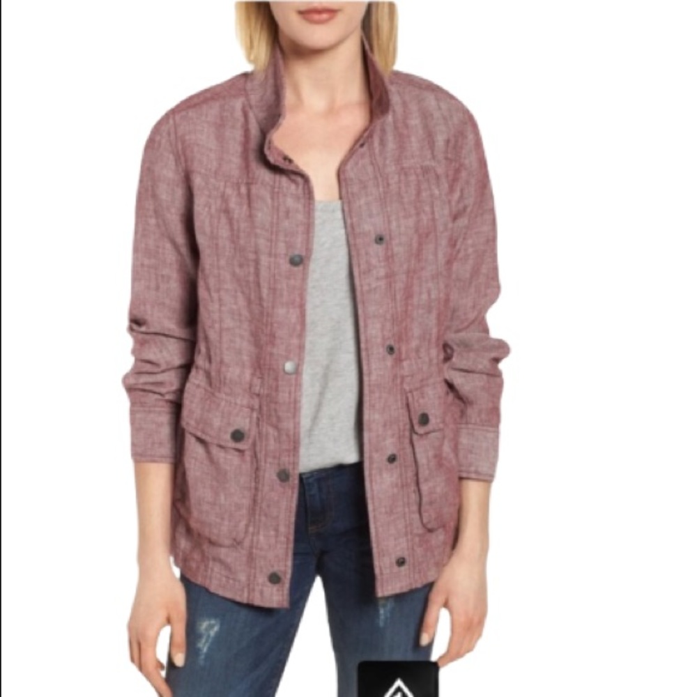 Nordstrom Caslon Cinch Waist Linen Utility Jacket Women's XXL